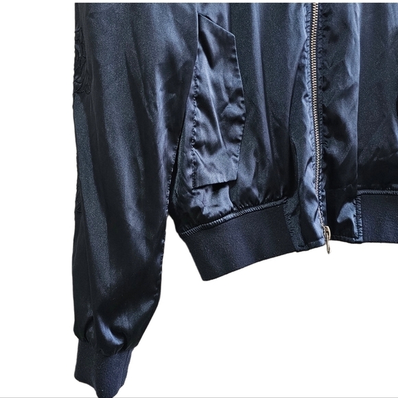 PacSun floral navy blue embroidered satin lined full zip jacket size sma… - Picture 6 of 14